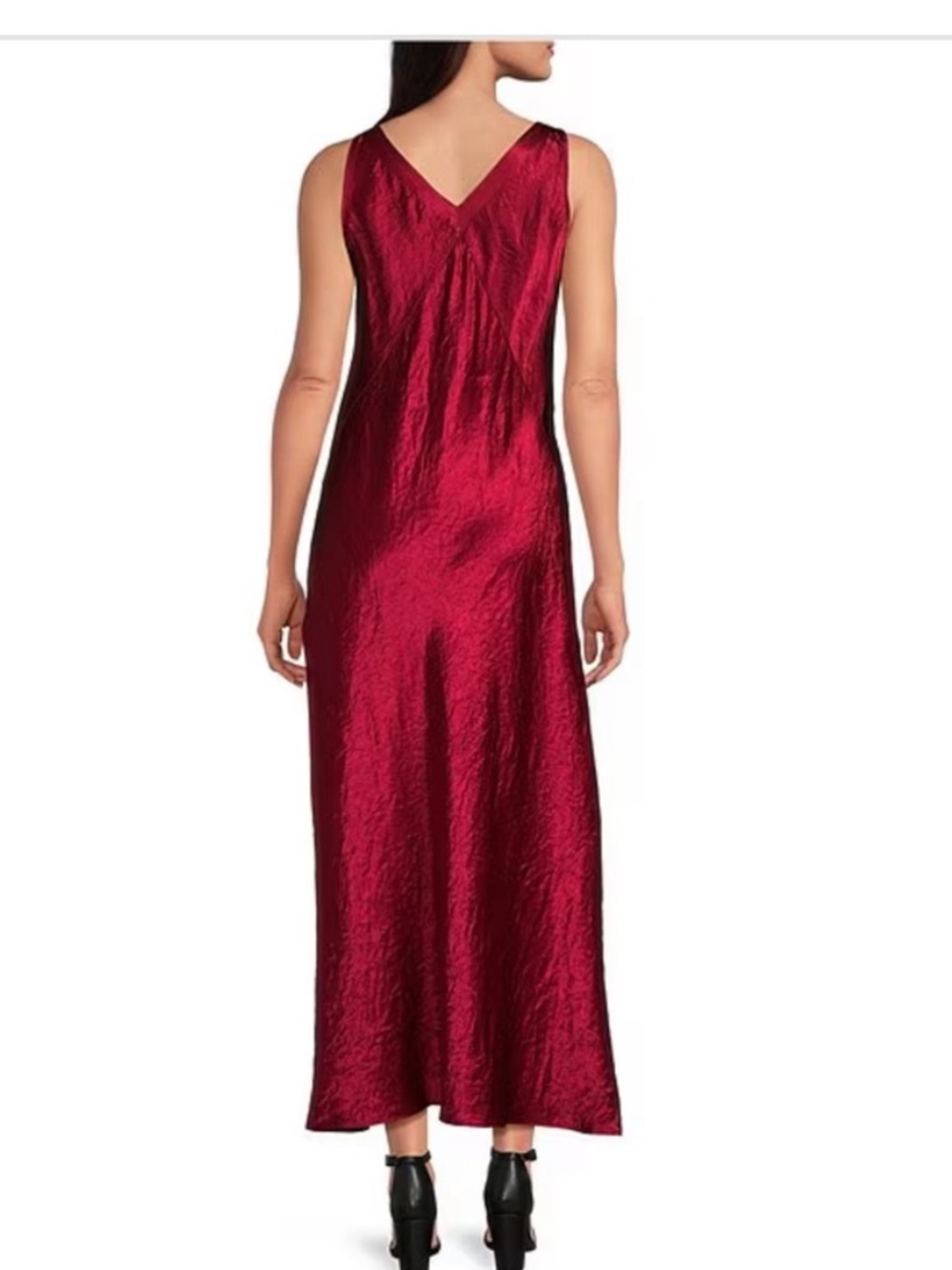 NWT Eileen Fisher Textured
Satin V-Neck Sleeveless Midi
Dress - Picture 2 of 4